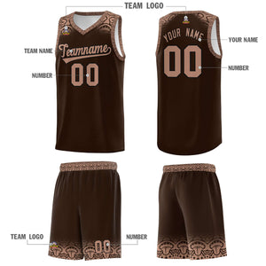 Custom Brown Teabrown Personalized Indians Print Sets Sports Uniform Basketball Jersey