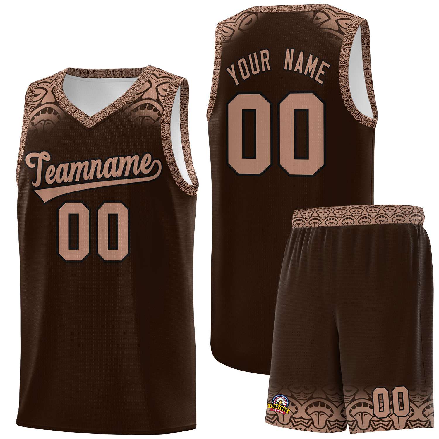 Custom Brown Teabrown Personalized Indians Print Sets Sports Uniform Basketball Jersey