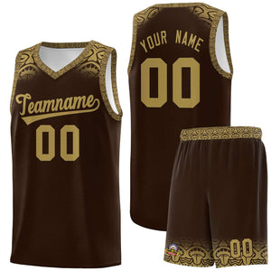 Custom Brown Desert Yellow Personalized Indians Print Sets Sports Uniform Basketball Jersey