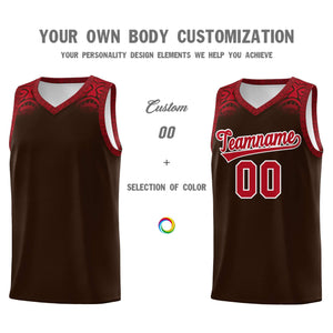 Custom Brown Red Personalized Indians Print Sets Sports Uniform Basketball Jersey