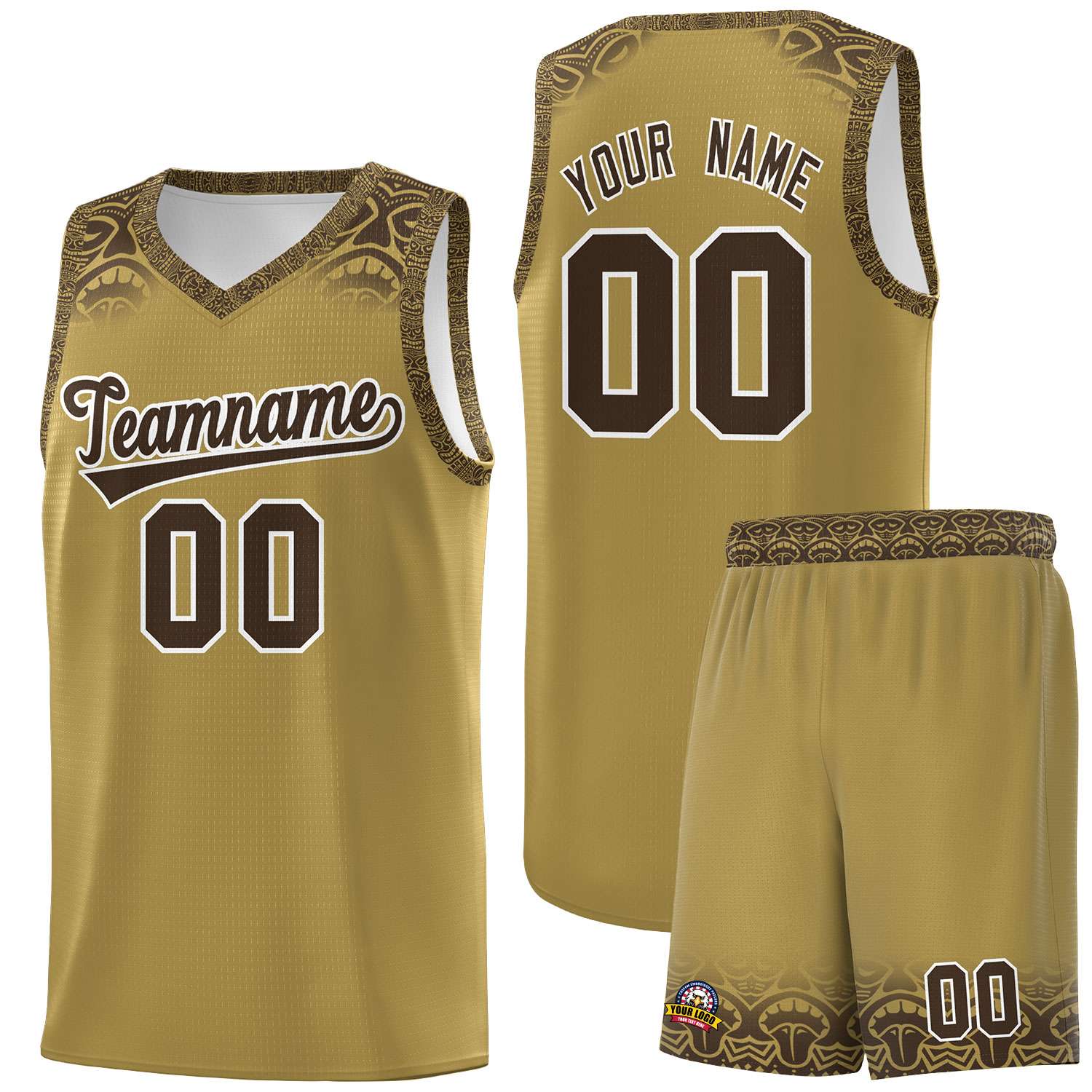 Custom Desert Yellow Brown Personalized Indians Print Sets Sports Uniform Basketball Jersey