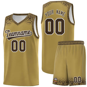 Custom Desert Yellow Brown Personalized Indians Print Sets Sports Uniform Basketball Jersey