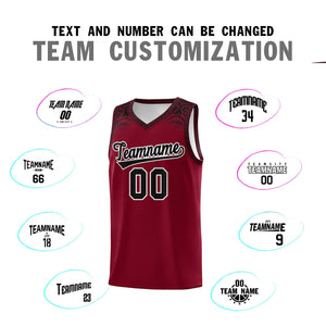 Custom Crimson Black Personalized Indians Print Sets Sports Uniform Basketball Jersey