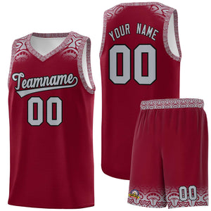 Custom Crimson Gray Personalized Indians Print Sets Sports Uniform Basketball Jersey