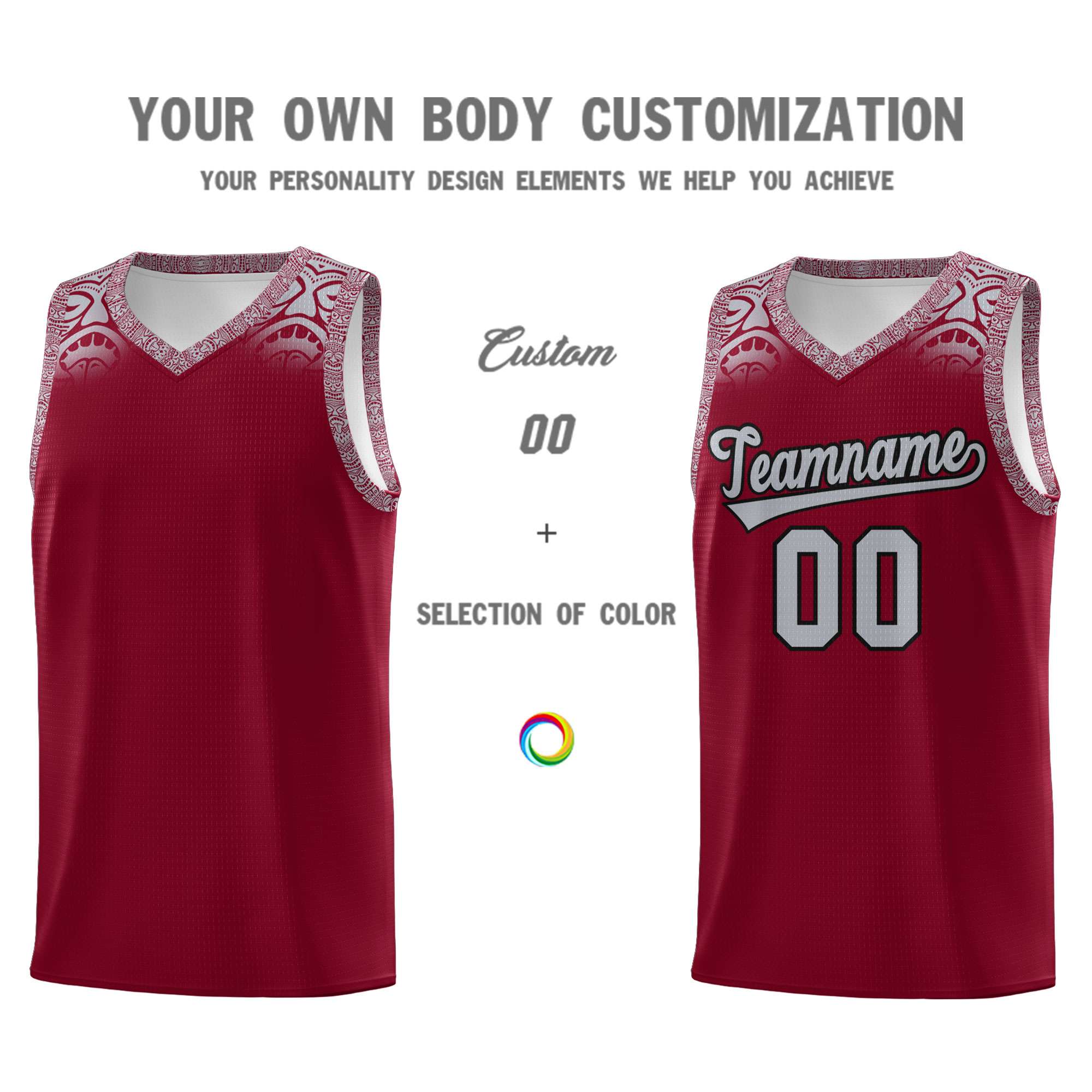 Custom Crimson Gray Personalized Indians Print Sets Sports Uniform Basketball Jersey