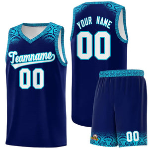 Custom Royal Sky Blue Personalized Indians Print Sets Sports Uniform Basketball Jersey