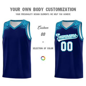 Custom Royal Sky Blue Personalized Indians Print Sets Sports Uniform Basketball Jersey