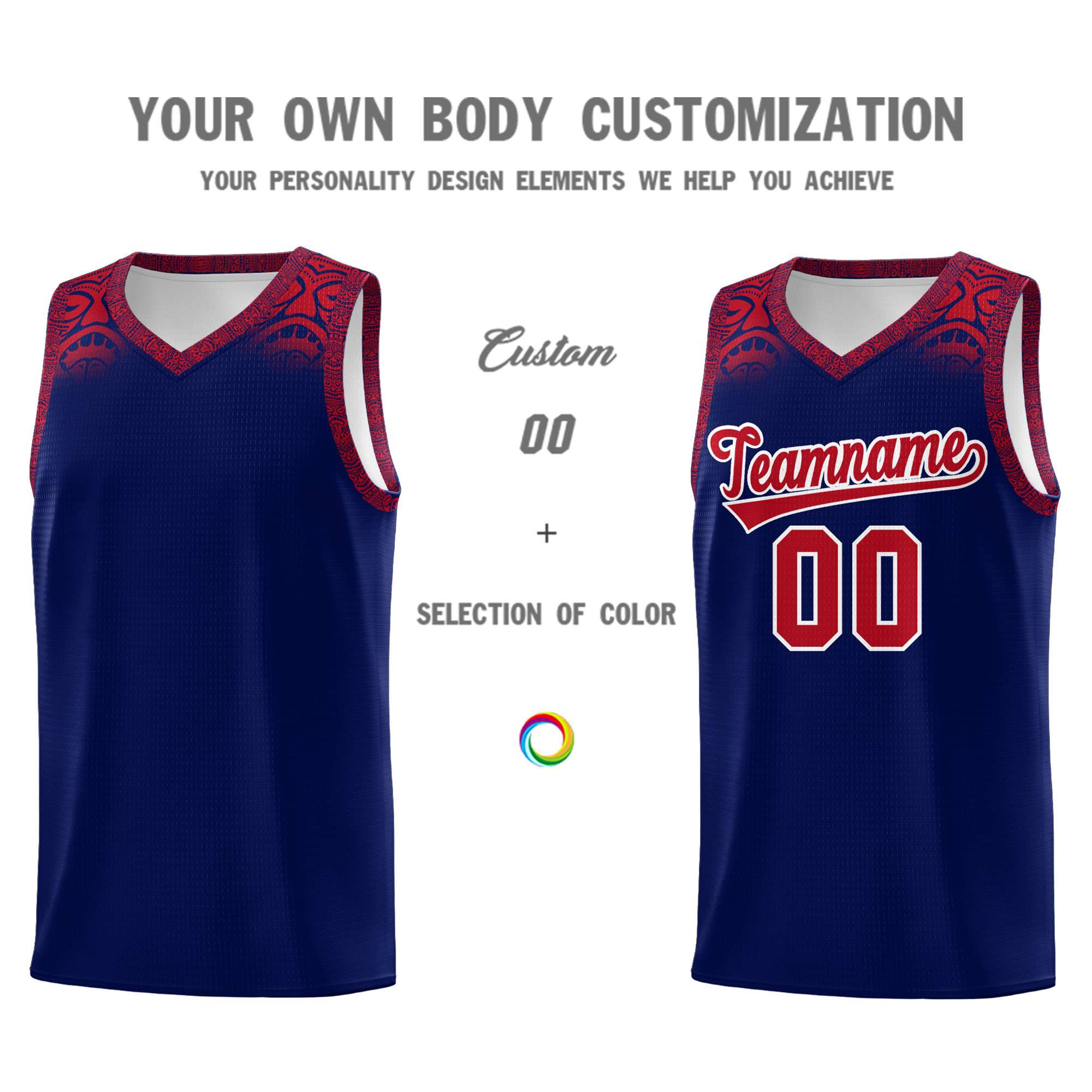 Custom Royal Red Personalized Indians Print Sets Sports Uniform Basketball Jersey