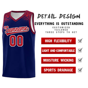 Custom Royal Red Personalized Indians Print Sets Sports Uniform Basketball Jersey