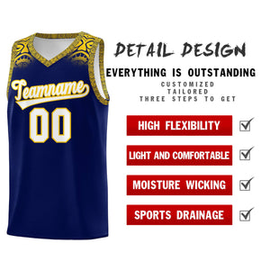 Custom Royal Gold Personalized Indians Print Sets Sports Uniform Basketball Jersey