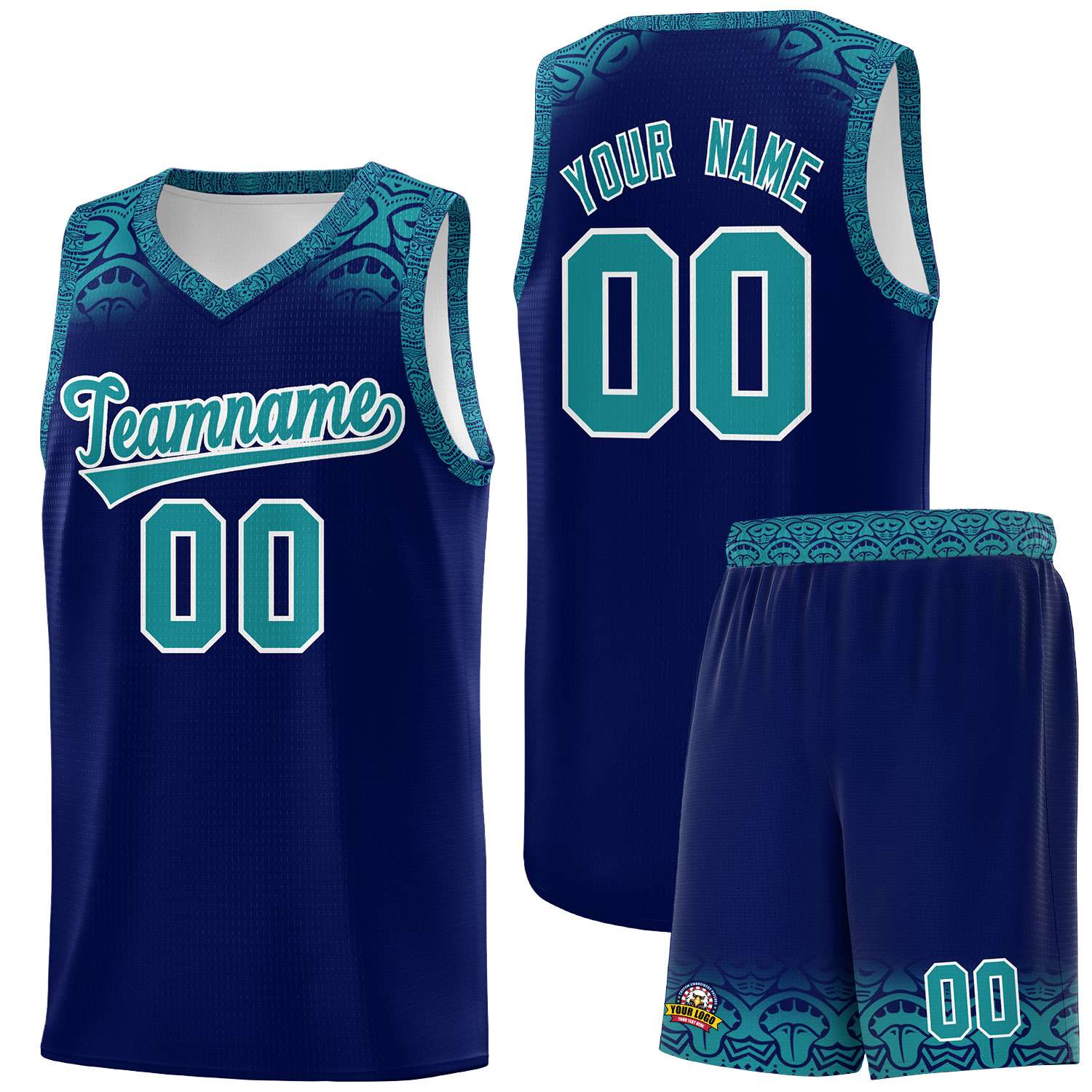 Custom Royal Aqua Personalized Indians Print Sets Sports Uniform Basketball Jersey