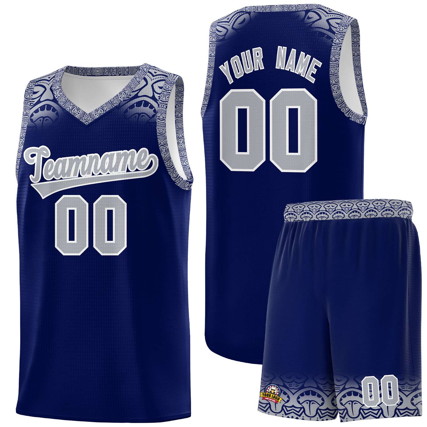 Custom Royal Gray Personalized Indians Print Sets Sports Uniform Basketball Jersey