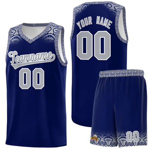 Custom Royal Gray Personalized Indians Print Sets Sports Uniform Basketball Jersey