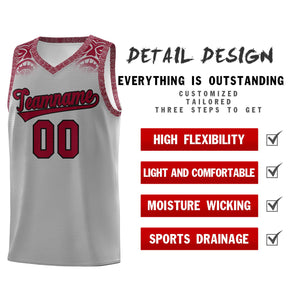 Custom Gray Crimson Personalized Indians Print Sets Sports Uniform Basketball Jersey