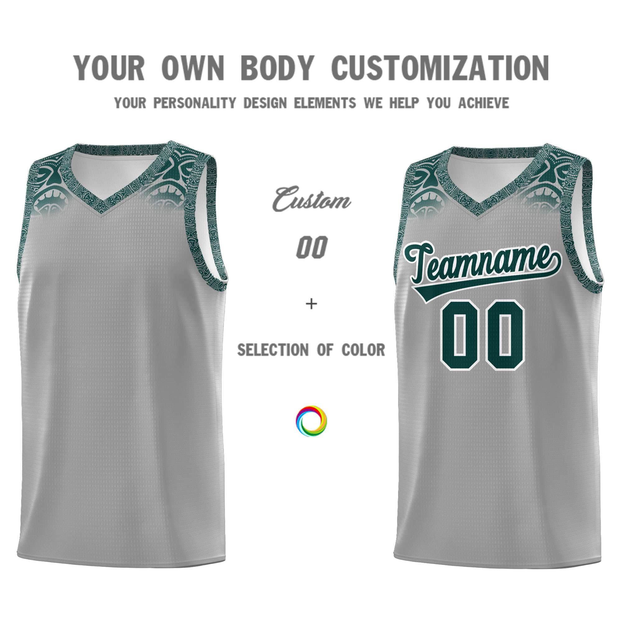 Custom Gray Midnight Green Personalized Indians Print Sets Sports Uniform Basketball Jersey