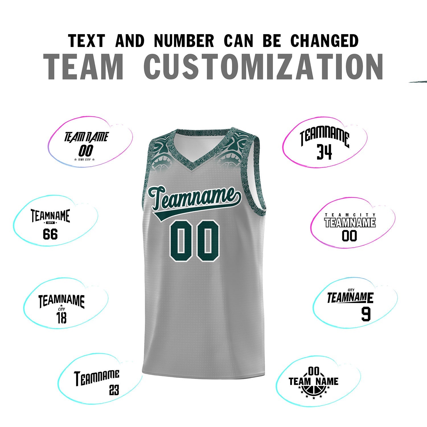 Custom Gray Midnight Green Personalized Indians Print Sets Sports Uniform Basketball Jersey