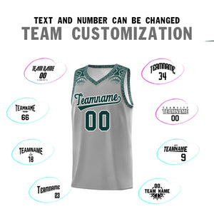 Custom Gray Midnight Green Personalized Indians Print Sets Sports Uniform Basketball Jersey