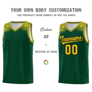 Custom Green Gold Personalized Indians Print Sets Sports Uniform Basketball Jersey