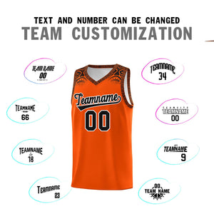 Custom Orange Black Personalized Indians Print Sets Sports Uniform Basketball Jersey