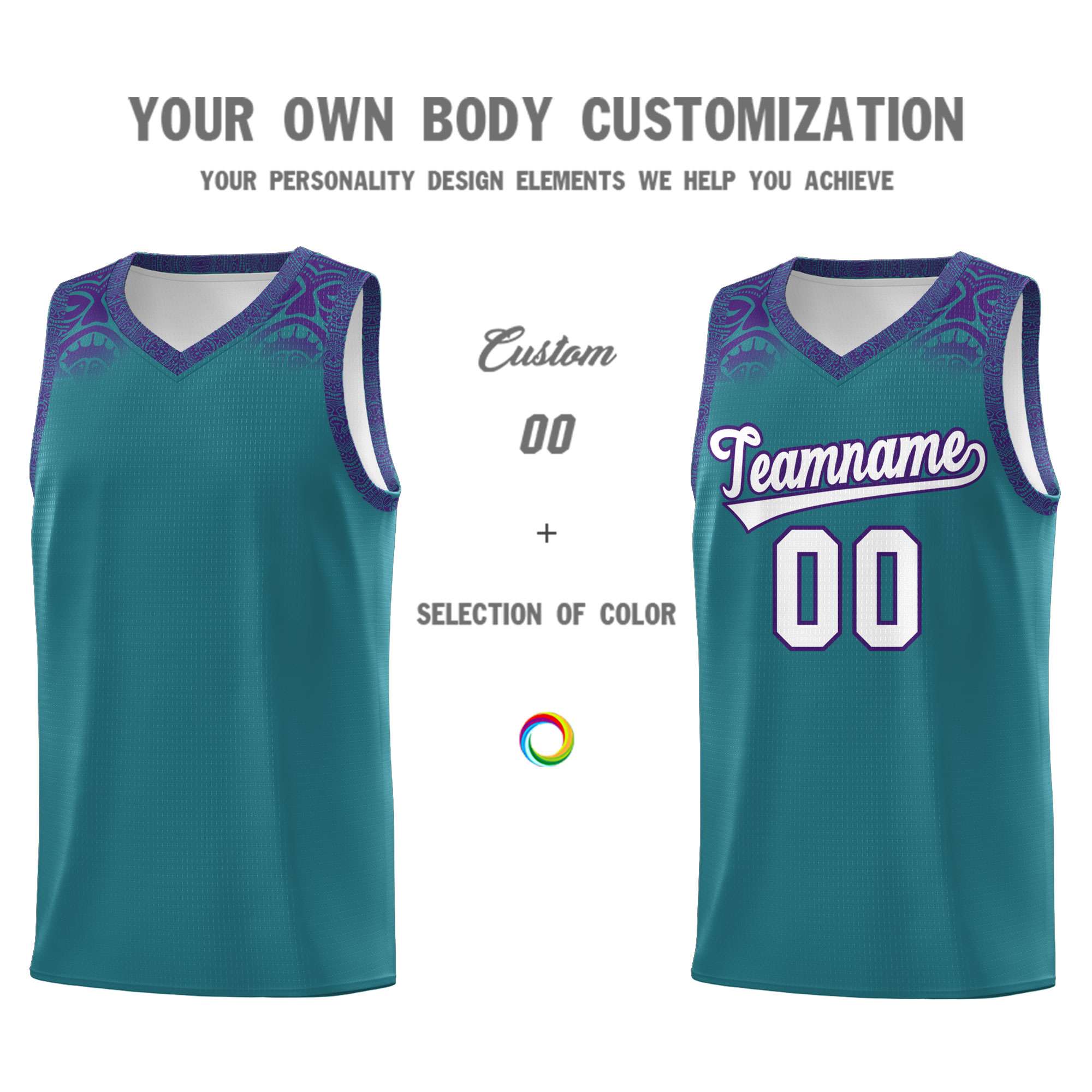 Custom Aqua Purple Personalized Indians Print Sets Sports Uniform Basketball Jersey