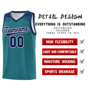 Custom Aqua Royal Personalized Indians Print Sets Sports Uniform Basketball Jersey