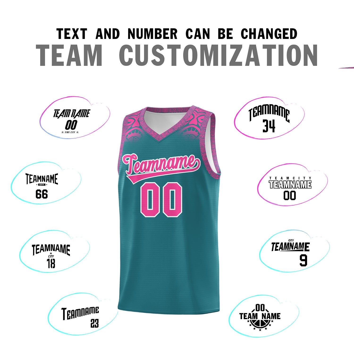 Custom Aqua Pink Personalized Indians Print Sets Sports Uniform Basketball Jersey