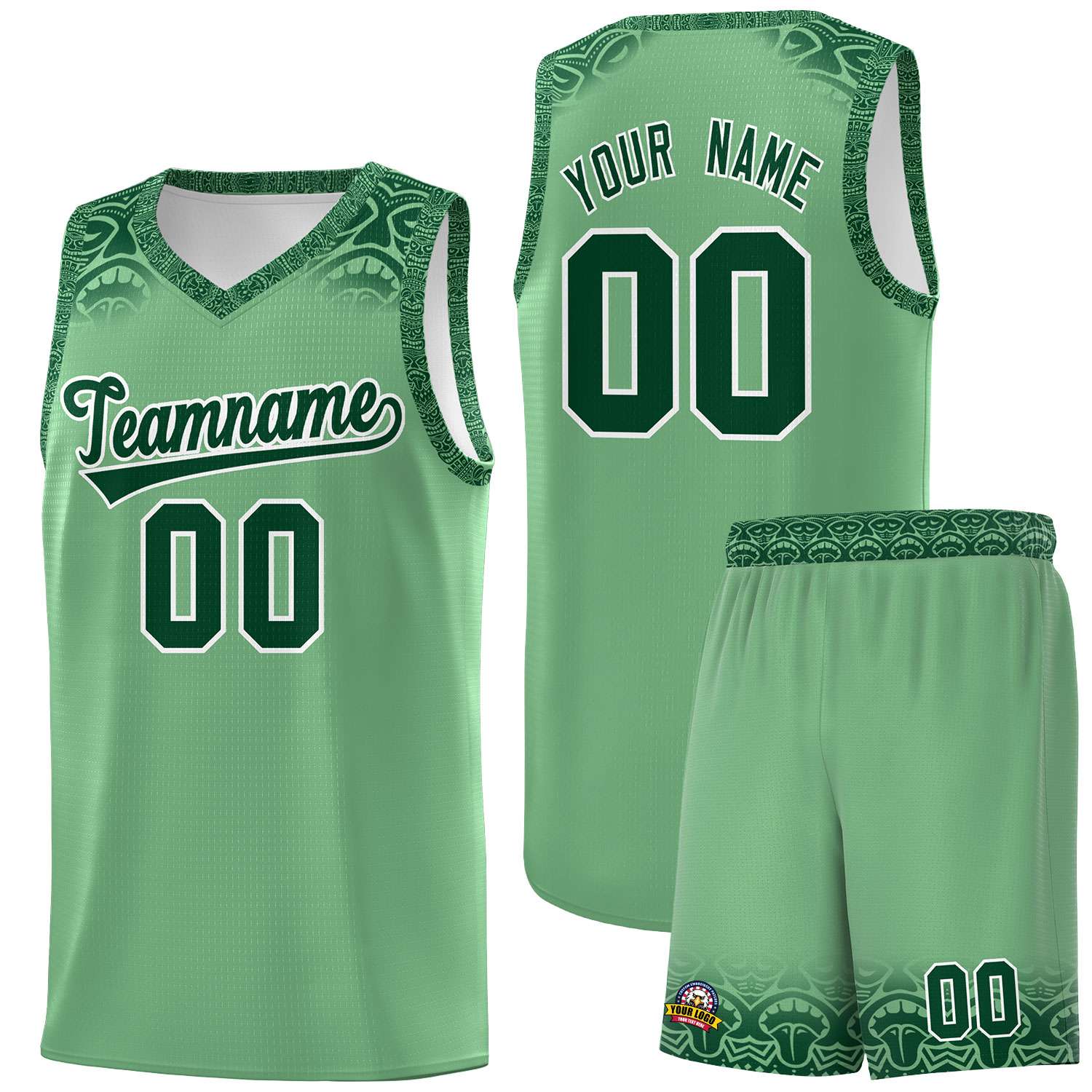 Custom Green Green Personalized Indians Print Sets Sports Uniform Basketball Jersey