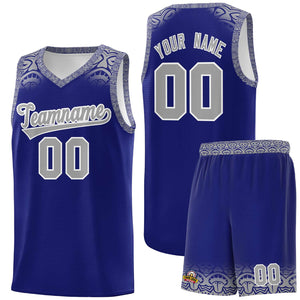 Custom Royal Gray Personalized Indians Print Sets Sports Uniform Basketball Jersey