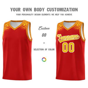 Custom Red Gold Personalized Indians Print Sets Sports Uniform Basketball Jersey