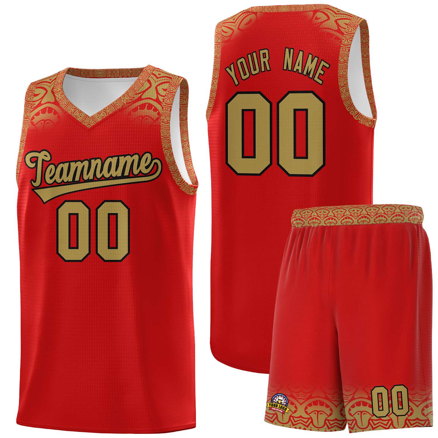 Custom Red Desert Yellow Personalized Indians Print Sets Sports Uniform Basketball Jersey