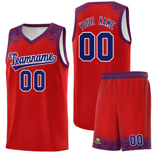 Custom Red Purple Personalized Indians Print Sets Sports Uniform Basketball Jersey