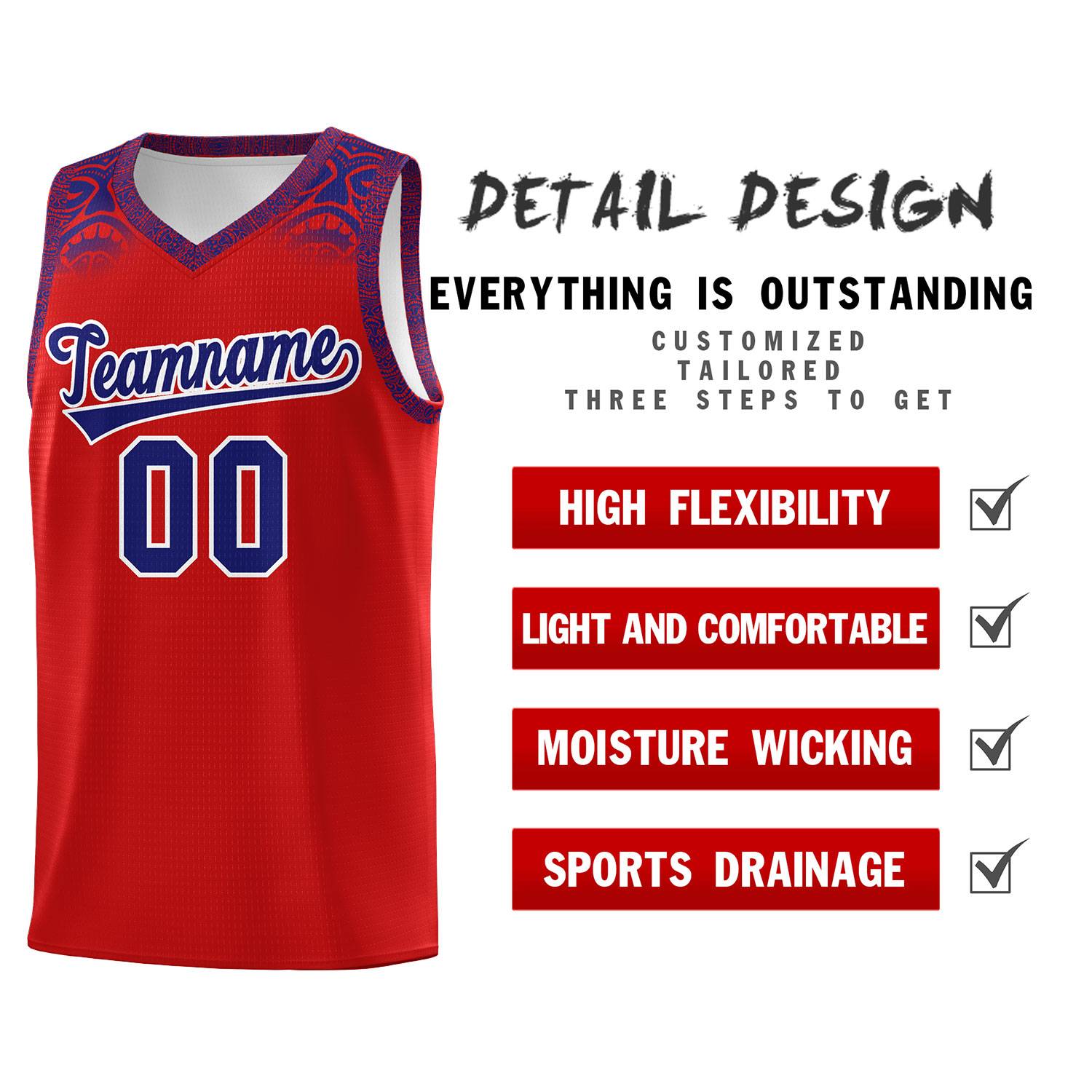 Custom Red Purple Personalized Indians Print Sets Sports Uniform Basketball Jersey