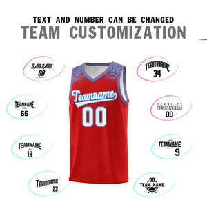 Custom Red Powder Blue Personalized Indians Print Sets Sports Uniform Basketball Jersey