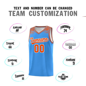 Custom Powder Blue Orange Personalized Indians Print Sets Sports Uniform Basketball Jersey