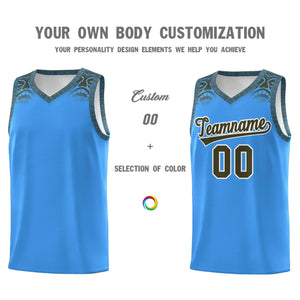 Custom Powder Blue Olive Personalized Indians Print Sets Sports Uniform Basketball Jersey