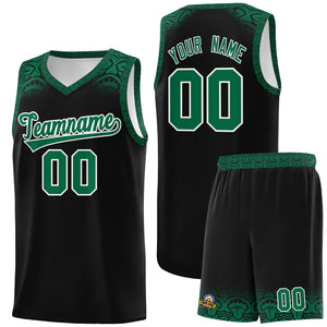 Custom Black Kelly Green Personalized Indians Print Sets Sports Uniform Basketball Jersey