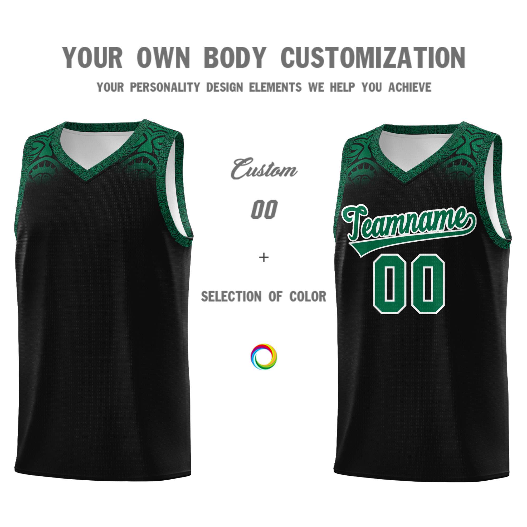 Custom Black Kelly Green Personalized Indians Print Sets Sports Uniform Basketball Jersey