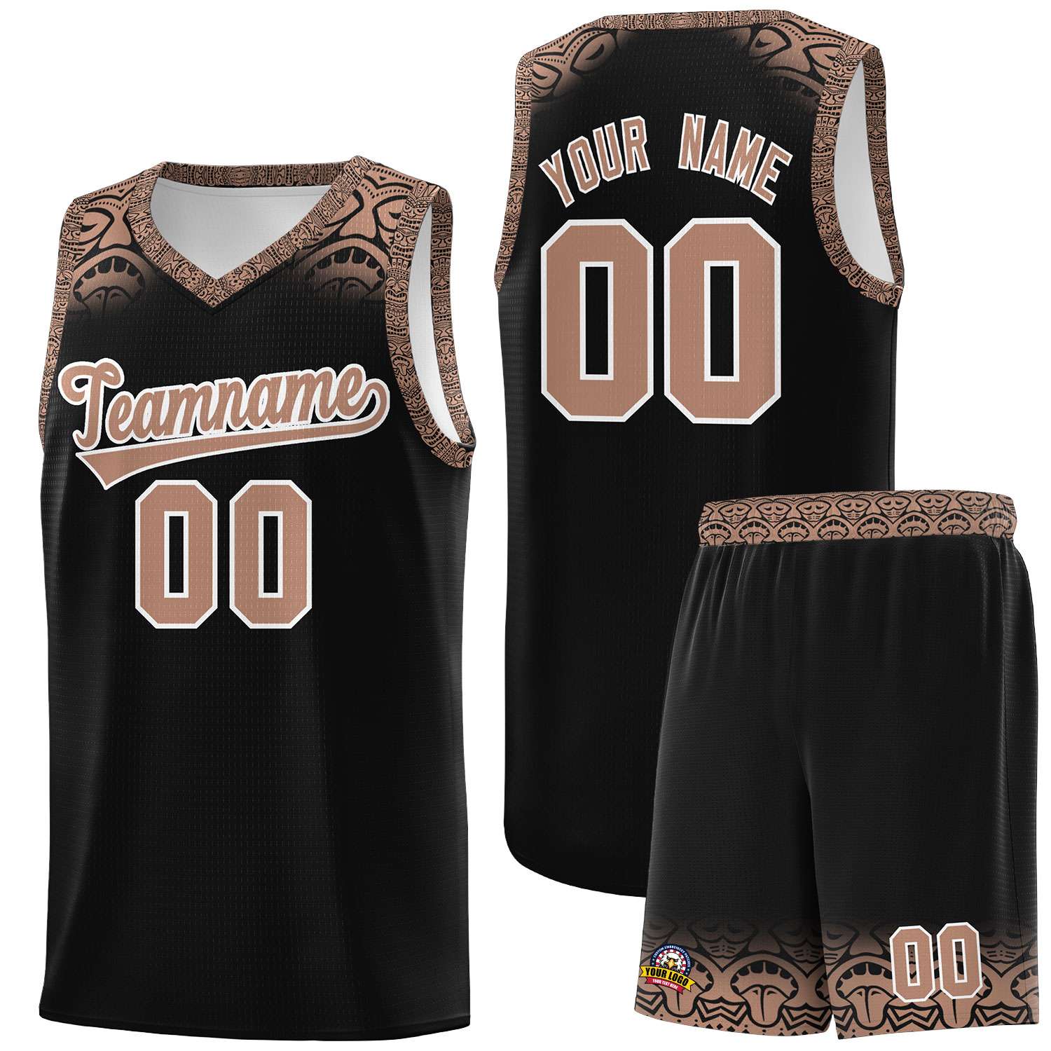 Custom Black Teabrown Personalized Indians Print Sets Sports Uniform Basketball Jersey