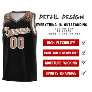 Custom Black Teabrown Personalized Indians Print Sets Sports Uniform Basketball Jersey