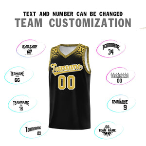 Custom Black Yellow Personalized Indians Print Sets Sports Uniform Basketball Jersey