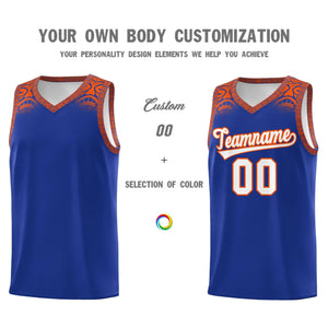 Custom Royal Orange Personalized Indians Print Sets Sports Uniform Basketball Jersey