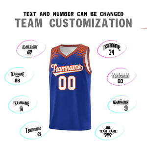 Custom Royal Orange Personalized Indians Print Sets Sports Uniform Basketball Jersey