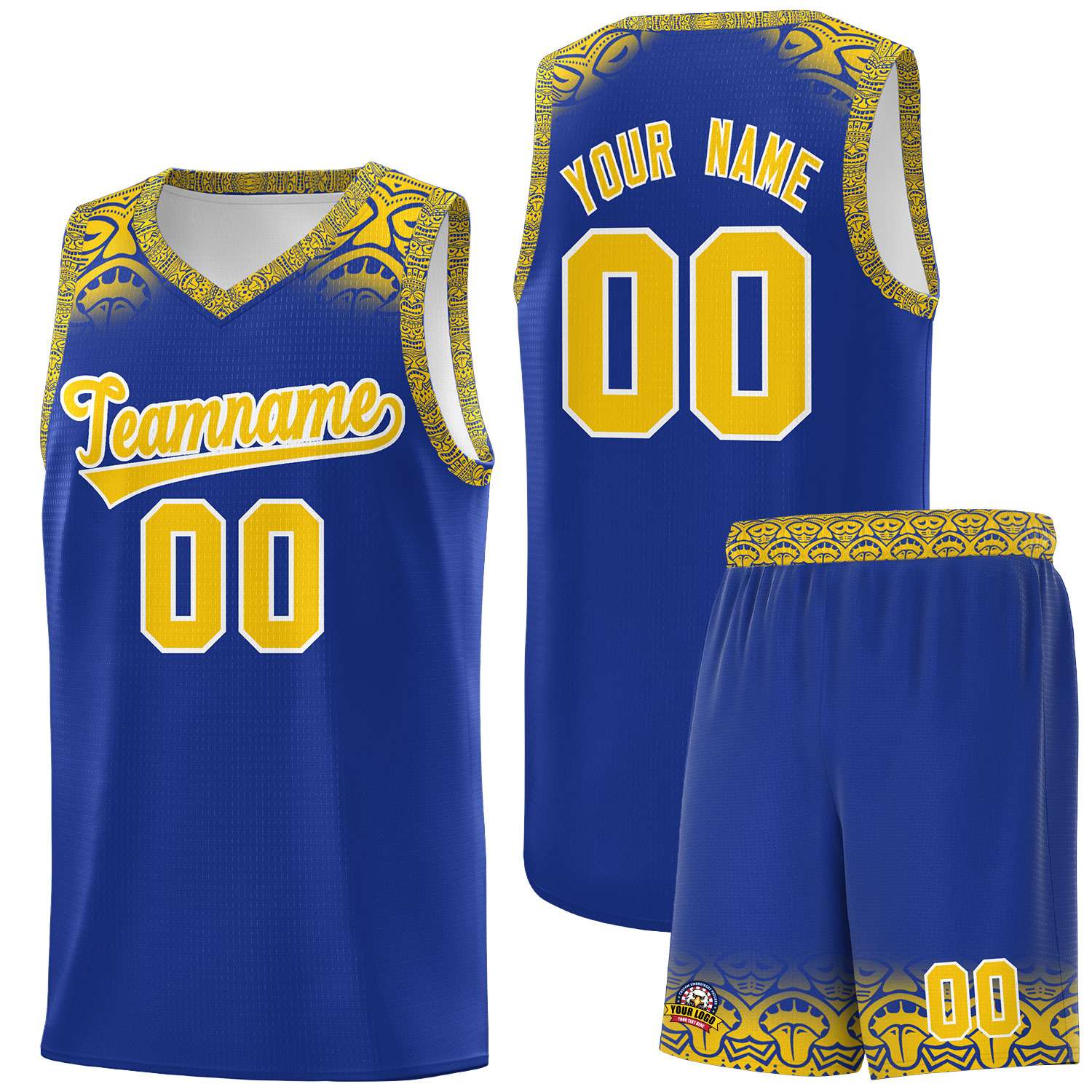 Custom Royal Gold Personalized Indians Print Sets Sports Uniform Basketball Jersey