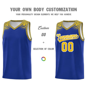 Custom Royal Gold Personalized Indians Print Sets Sports Uniform Basketball Jersey