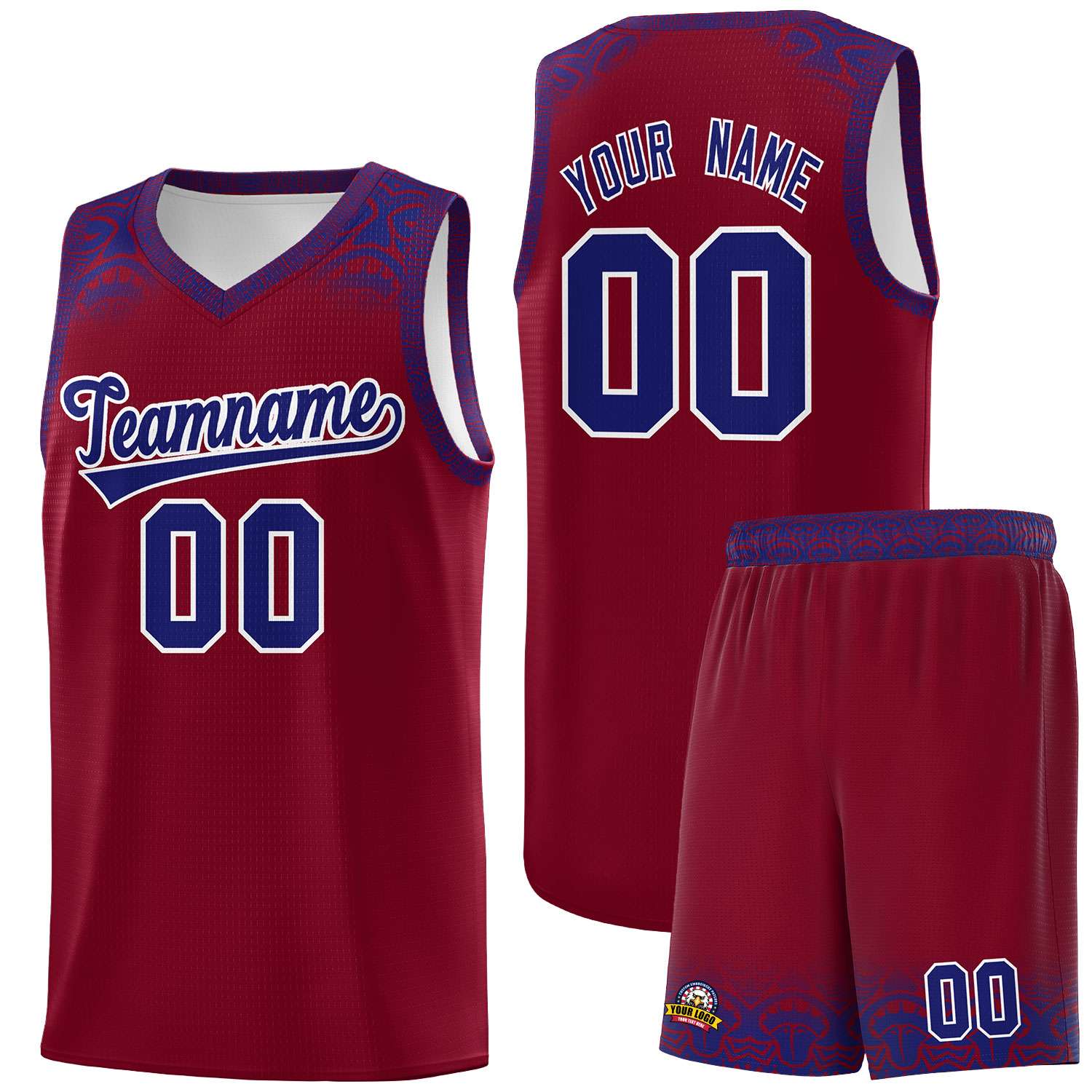 Custom Crimson Royal Personalized Indians Print Sets Sports Uniform Basketball Jersey