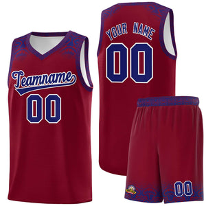 Custom Crimson Royal Personalized Indians Print Sets Sports Uniform Basketball Jersey