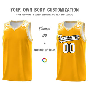 Custom Yellow White Personalized Indians Print Sets Sports Uniform Basketball Jersey