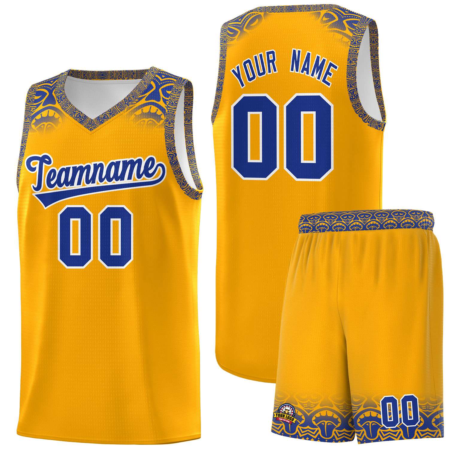 Custom Yellow Royal Personalized Indians Print Sets Sports Uniform Basketball Jersey