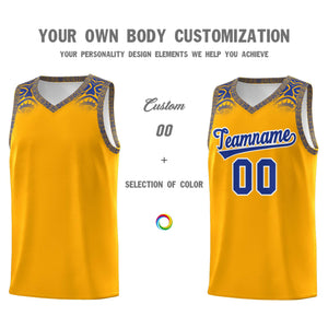 Custom Yellow Royal Personalized Indians Print Sets Sports Uniform Basketball Jersey