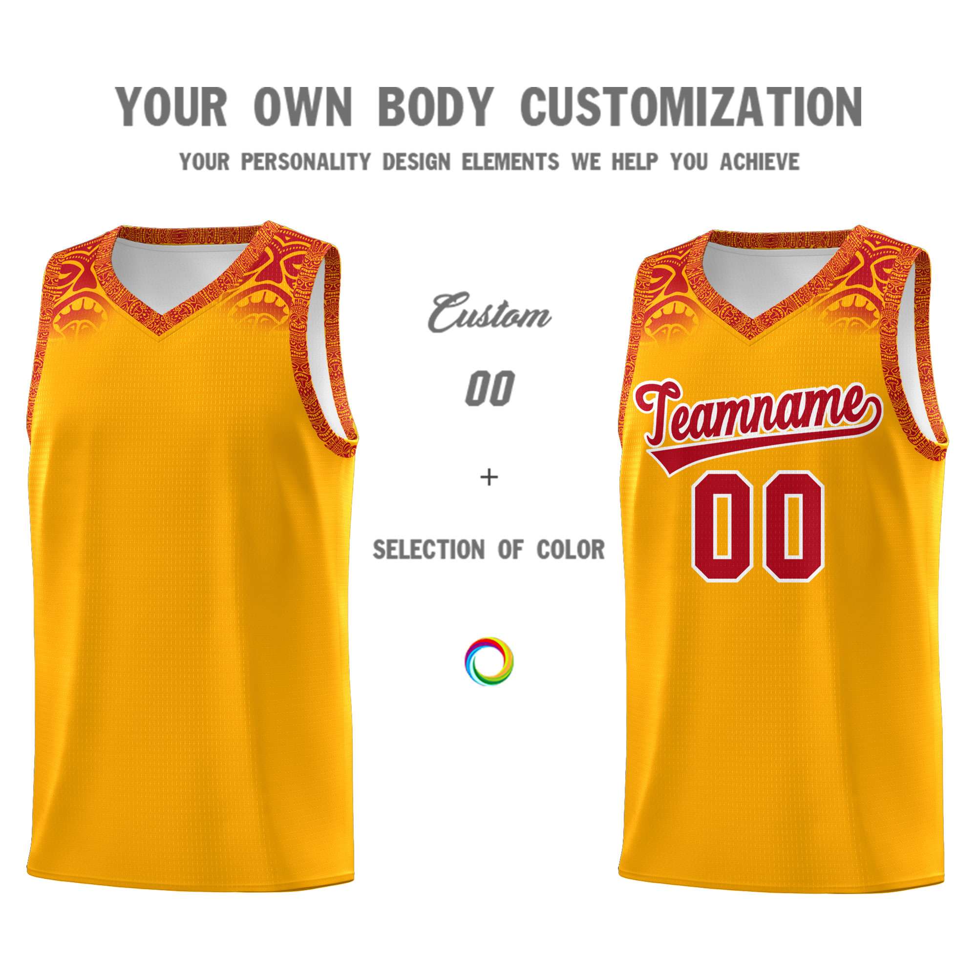 Custom Yellow Red Personalized Indians Print Sets Sports Uniform Basketball Jersey